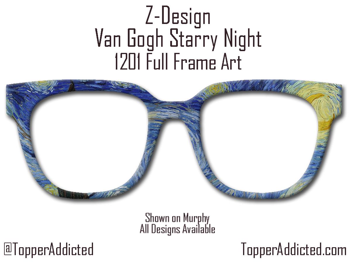 Van Gogh Starry Night Inspired Magnetic Toppers Compatible with Pair Eyewear - All Frames Printed on Vivid Metal. Fast shipping from USA