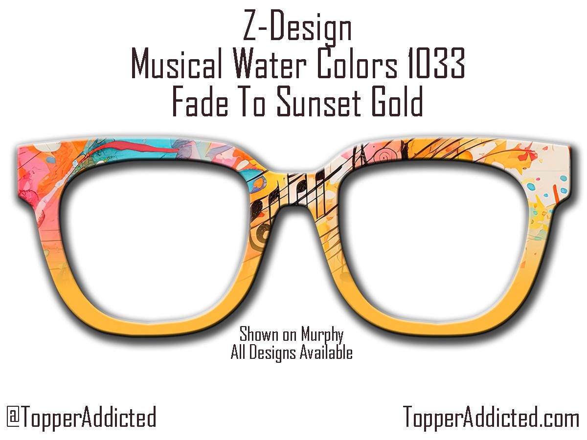 Sunset Gold Musical Watercolors Magnetic Frame for Pair Eyewear Compatible Magnetic Glasses- Sublimation on Metal. Fast shipping from the US