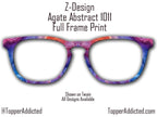 Blue and Purple Agate Pattern Eyeglass Topper - Pair Eyewear Compatible Magnetic Toppers - Metal Toppers
