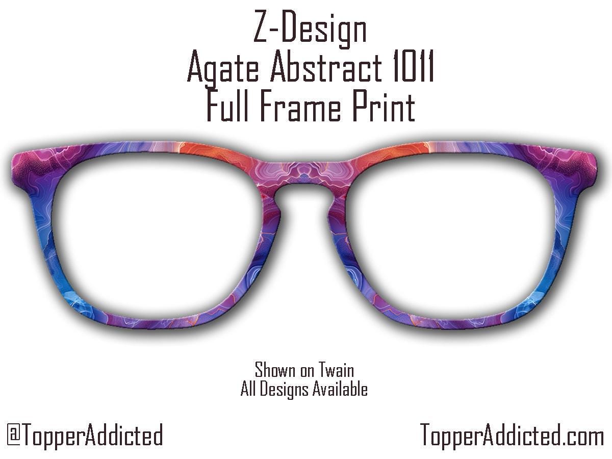 Blue and Purple Agate Pattern Eyeglass Topper - Pair Eyewear Compatible Magnetic Toppers - Metal Toppers