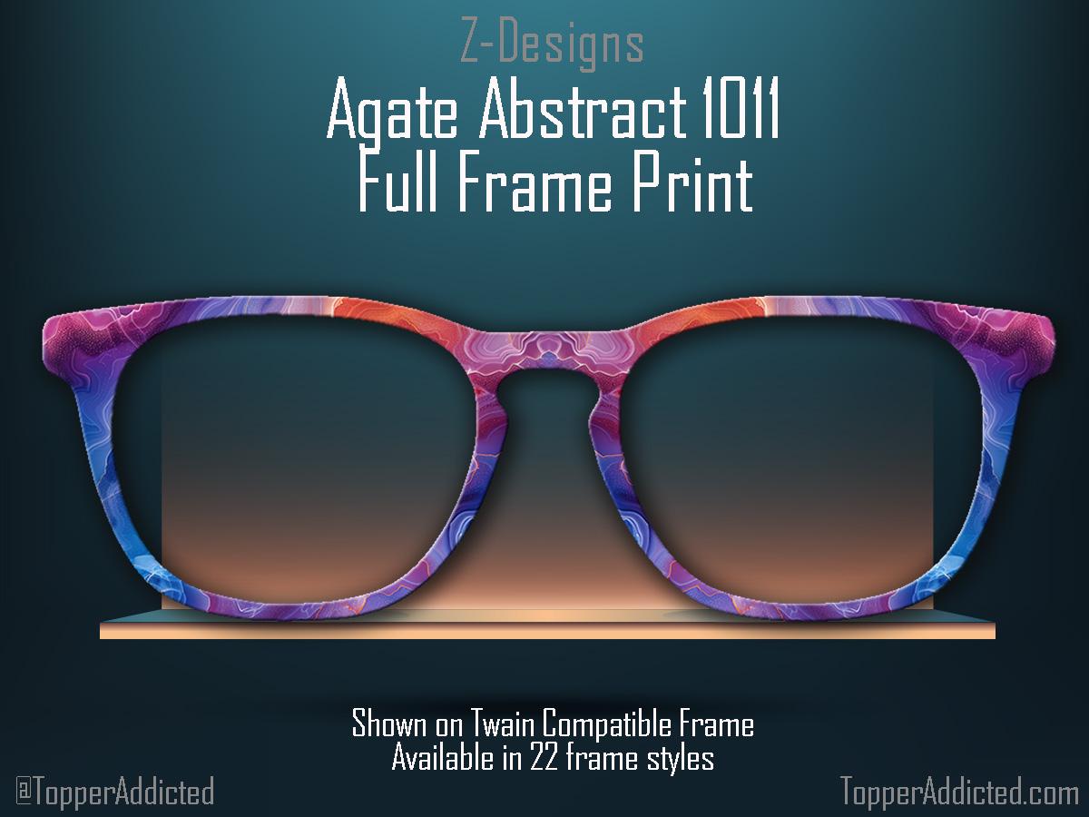 Blue and Purple Agate Pattern Eyeglass Topper - Pair Eyewear Compatible Magnetic Toppers - Metal Toppers