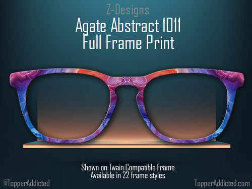 Blue and Purple Agate Pattern Eyeglass Topper - Pair Eyewear Compatible Magnetic Toppers - Metal Toppers