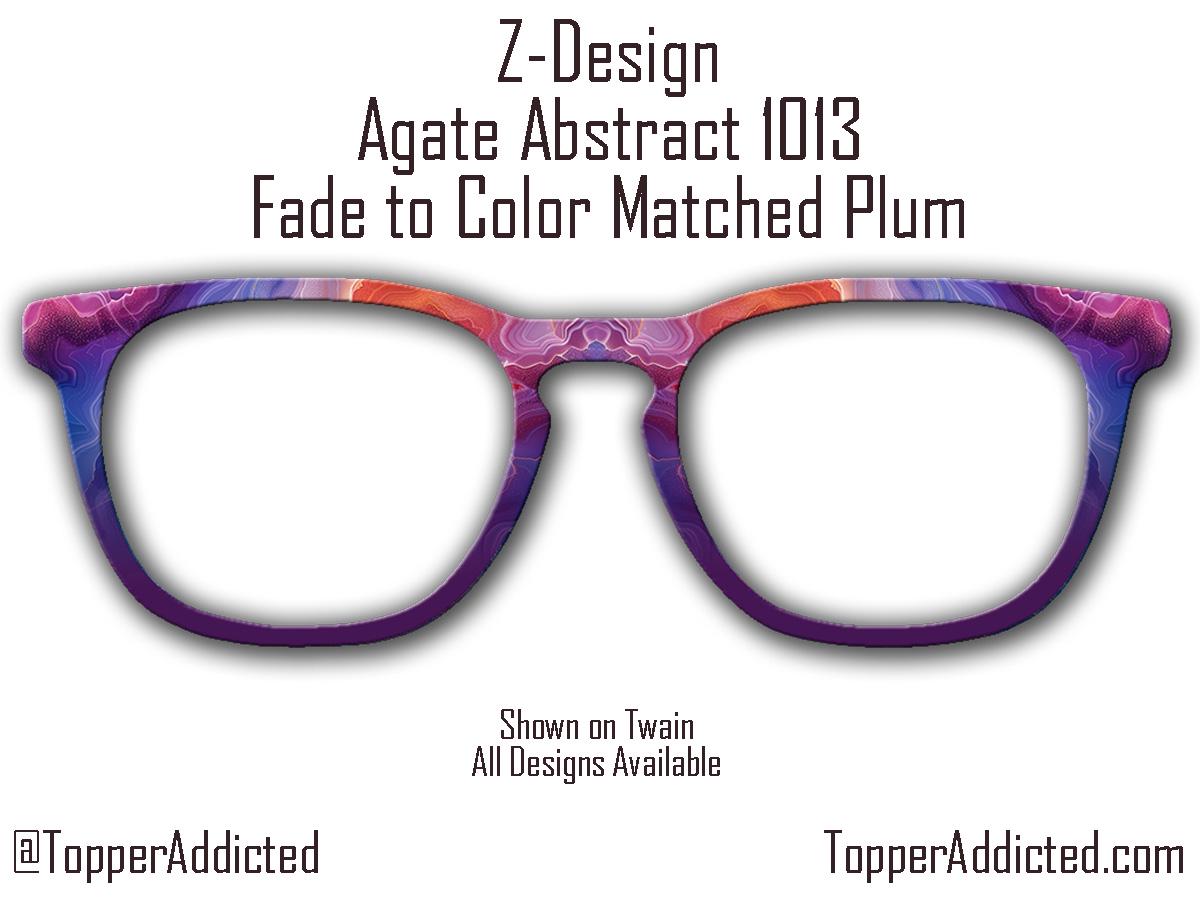 Blue and Purple Agate Pattern Eyeglass Topper - Pair Eyewear Compatible Magnetic Toppers - Metal Toppers