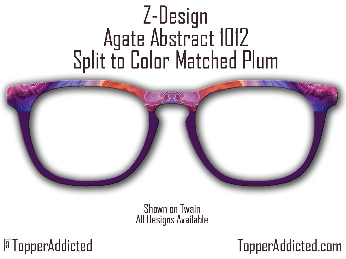 Blue and Purple Agate Pattern Eyeglass Topper - Pair Eyewear Compatible Magnetic Toppers - Metal Toppers