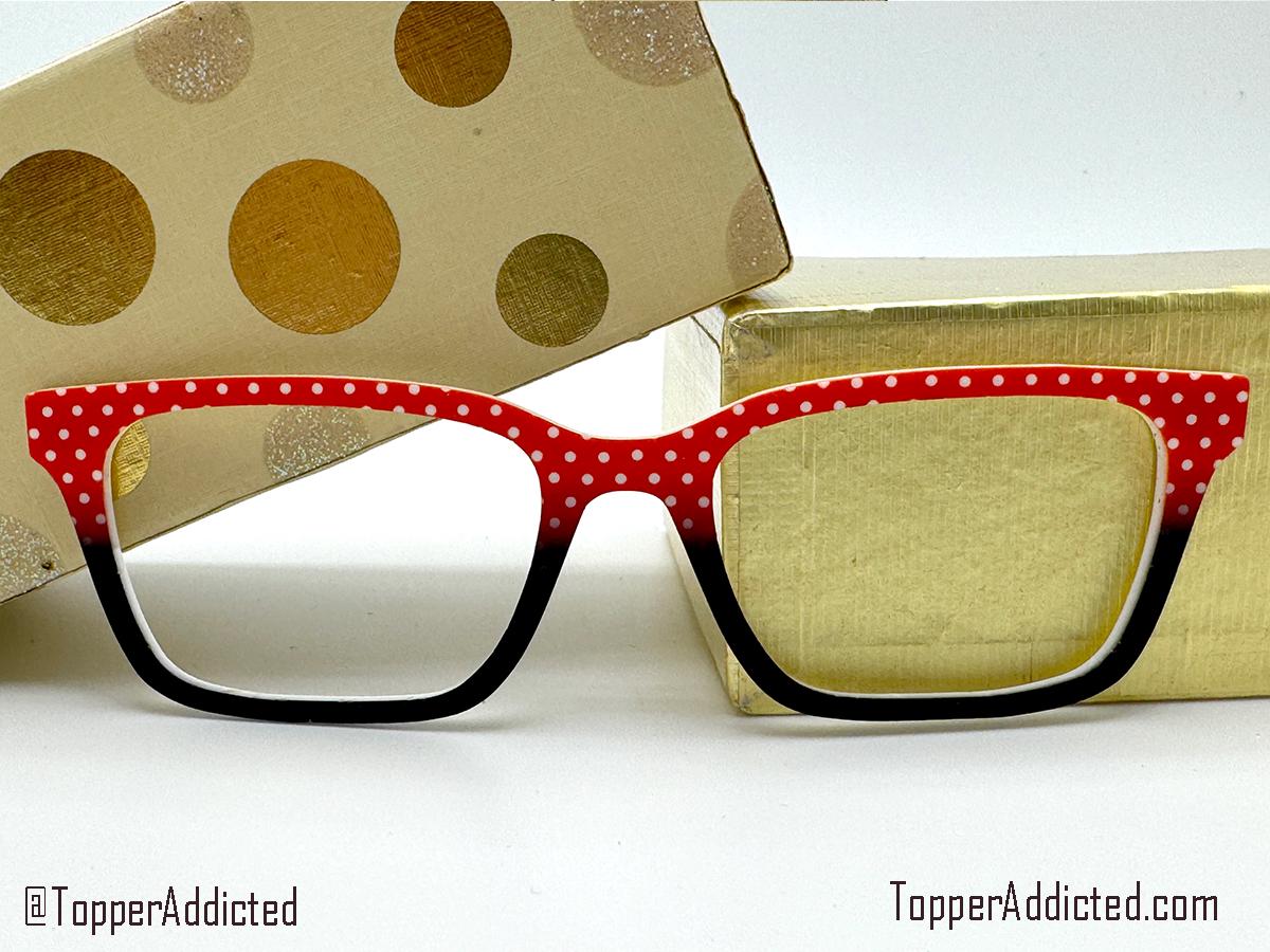 Red Polka Dot Glasses Metal Topper for Pair Eyewear