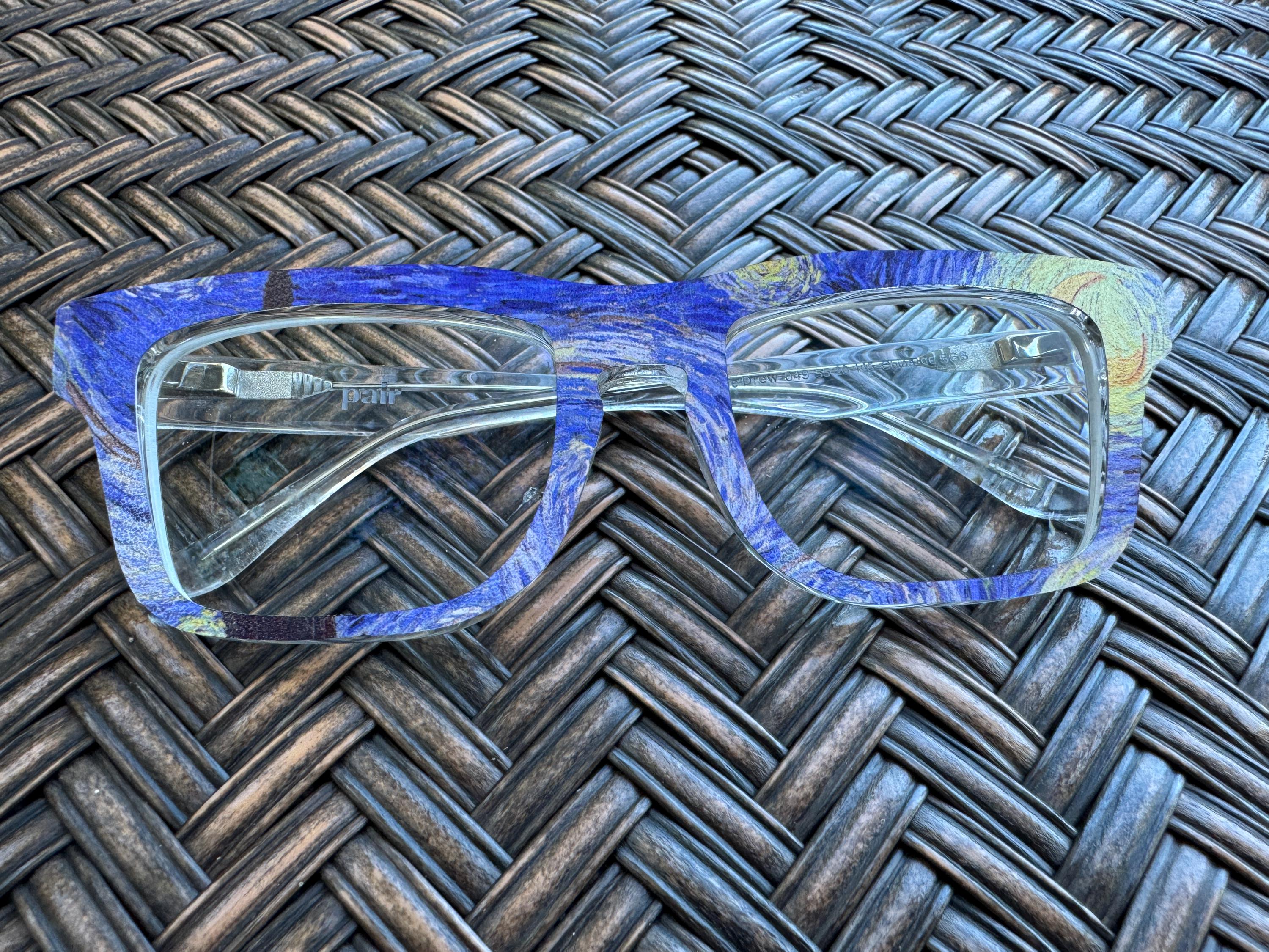 Van Gogh Starry Night Inspired Magnetic Toppers Compatible with Pair Eyewear - All Frames Printed on Vivid Metal. Fast shipping from USA