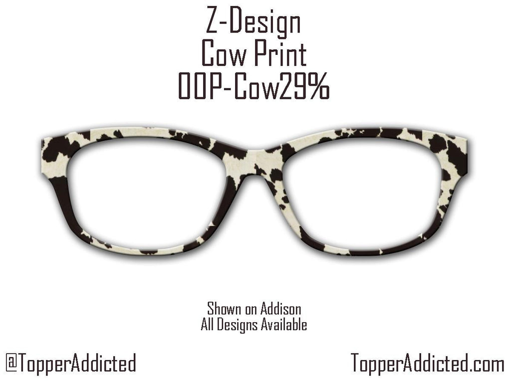 Black and White Cow Print Metal Magnetic Topper for Pair Eyewear available in metal with Super Fast Delivery from the USA