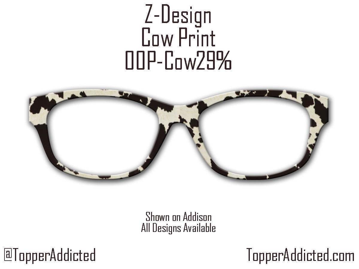 Black and White Cow Print Metal Magnetic Topper for Pair Eyewear available in metal with Super Fast Delivery from the USA