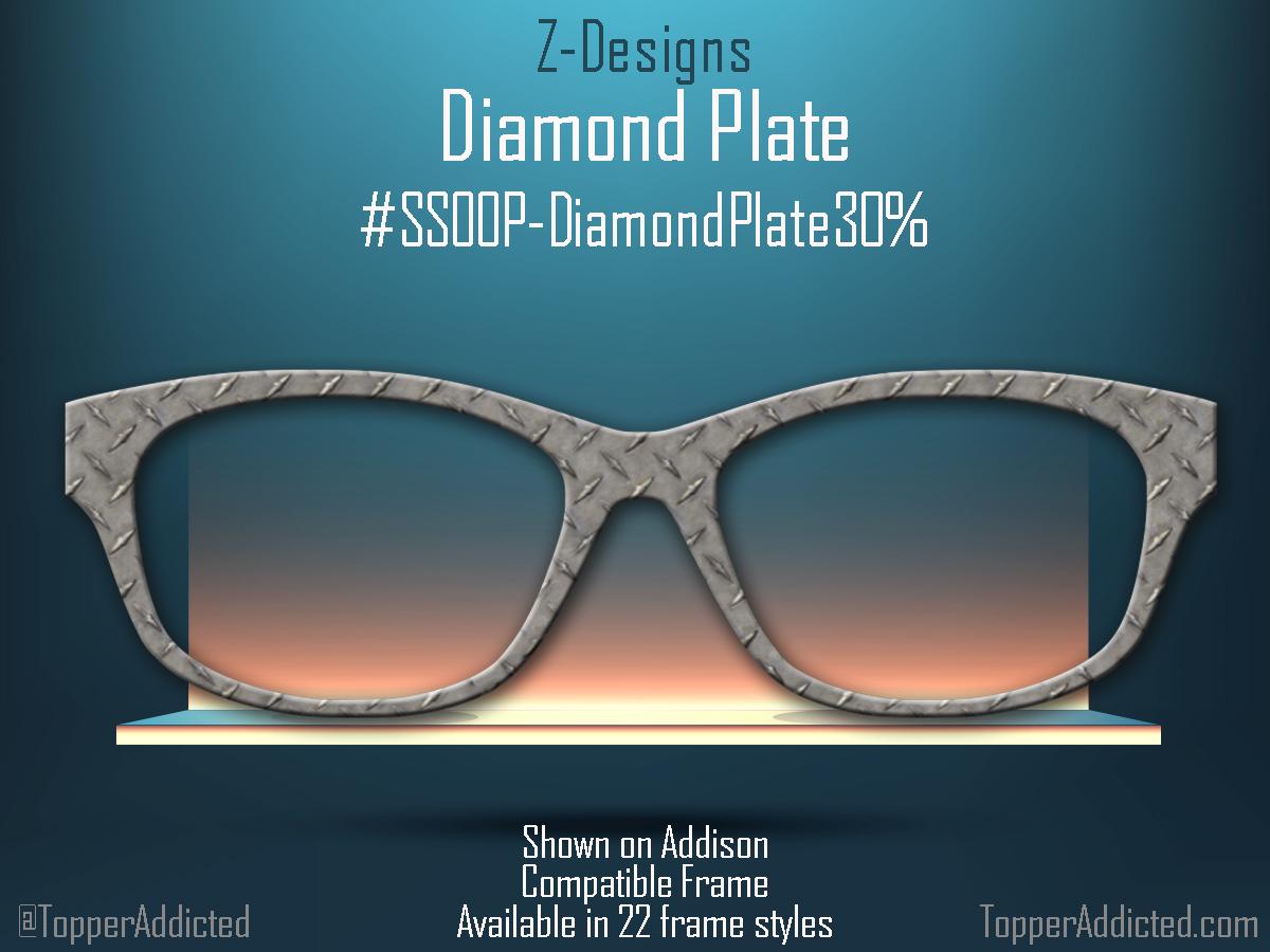 Diamond Plate Printed Topper on metal for Pair Eyewear Compatible Magnetic Top Frames