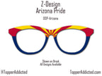 Arizona State Flag Topper for Pair Eyewear Compatible Magnetic Metal Toppers - All 30 Frames Available & Kirwanda
