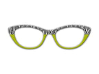 Zebra Print with Chartreuse Split - Pair Eyewear Compatible Magnetic Toppers - All Frames Available Top Frames on Metal