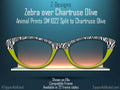 Zebra Print with Chartreuse Split - Pair Eyewear Compatible Magnetic Toppers - All Frames Available Top Frames on Metal