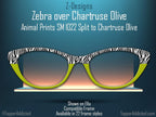 Zebra Print with Chartreuse Split - Pair Eyewear Compatible Magnetic Toppers - All Frames Available Top Frames on Metal
