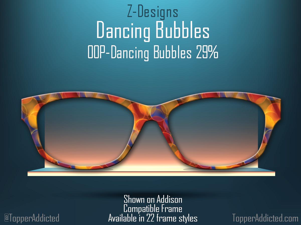 Dancing Bubbles Bright and Cheerful pattern topper for Pair Eyewear - All Frame Styles Available in Metal with fast shipping strong magnets