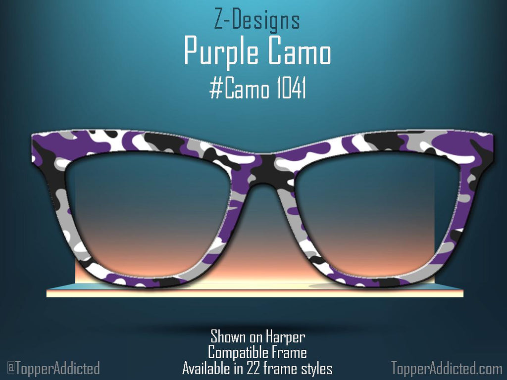 Purple Camo Magnetic Topper for Pair Eyewear – Available in Full Frame, Split, or Fade – on high quality metal. Fast Shipping.