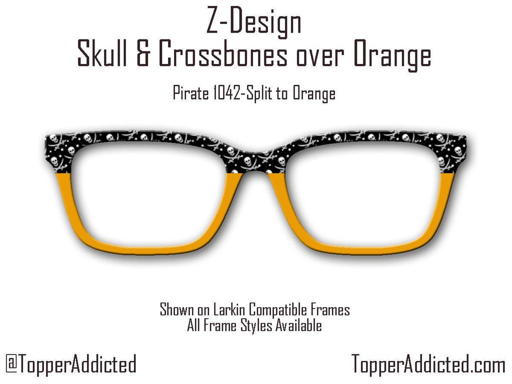 Skull and Crossbones over Orange Topper – Bold Magnetic Accessory for Pair Eyewear. Pirate Life