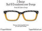 Skull and Crossbones over Orange Topper – Bold Magnetic Accessory for Pair Eyewear. Pirate Life