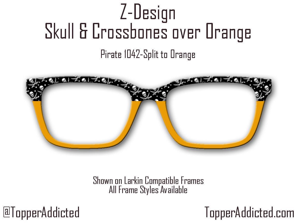 Skull and Crossbones over Orange Topper – Bold Magnetic Accessory for Pair Eyewear. Pirate Life