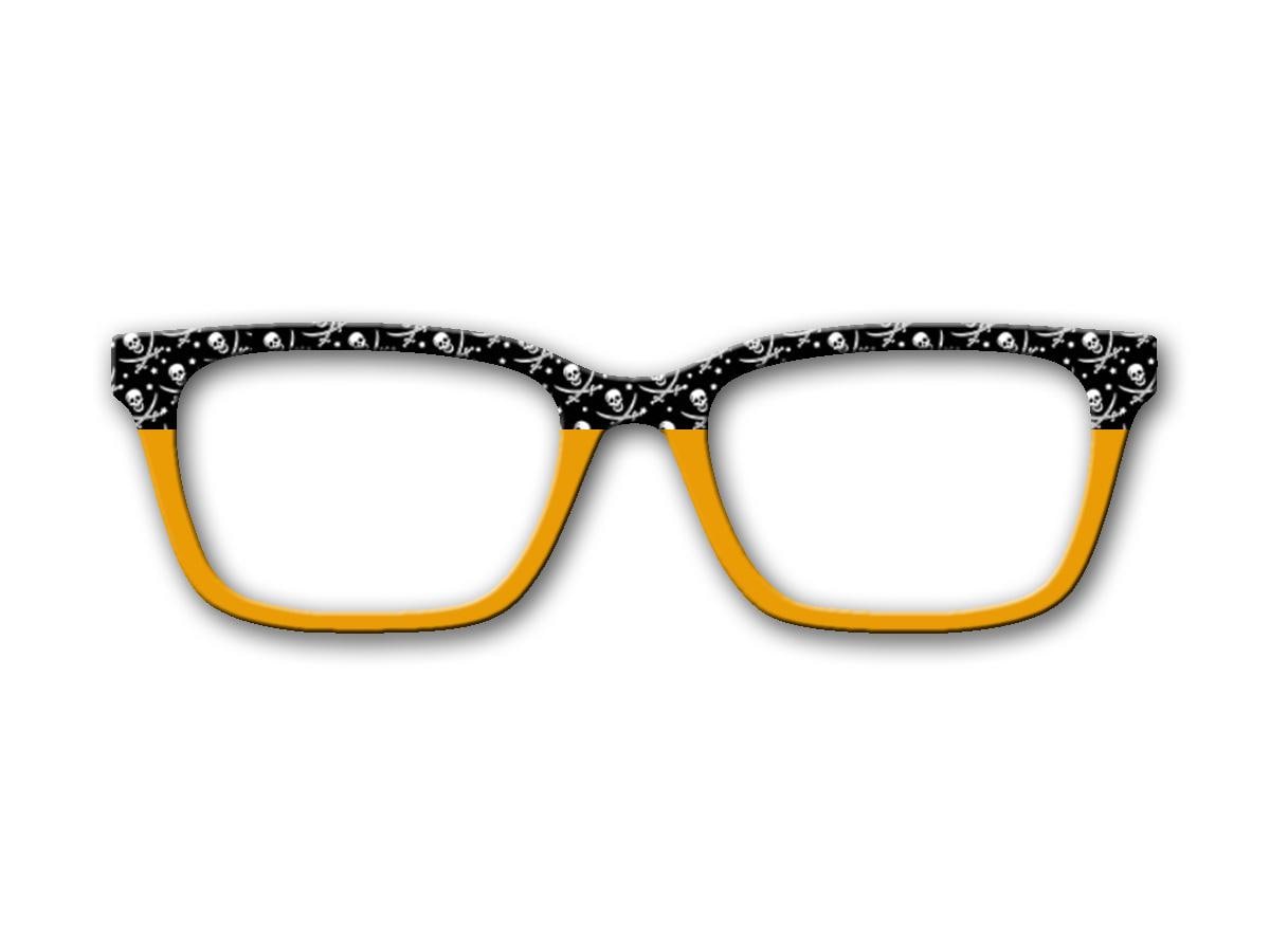 Skull and Crossbones over Orange Topper – Bold Magnetic Accessory for Pair Eyewear. Pirate Life