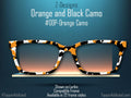 Orange, Black & White Camouflage - Camo Print - Pair Eyewear Compatible Magnetic Toppers - All Top Frames Available on metal - Fast Shipping
