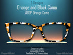 Orange, Black & White Camouflage - Camo Print - Pair Eyewear Compatible Magnetic Toppers - All Top Frames Available on metal - Fast Shipping