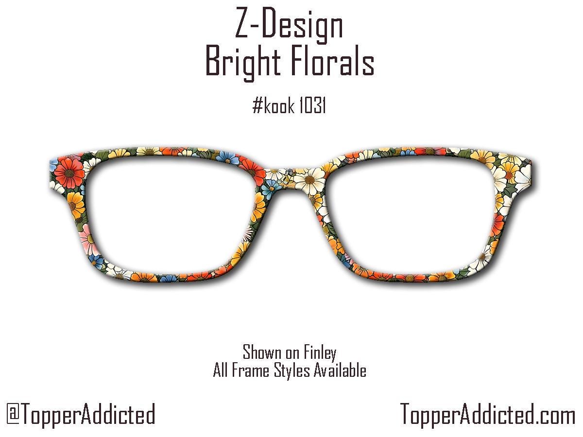 Bright Florals Glasses Frame for Pair Eyewear Compatible Magnetic Toppers - All styles available on Metal Toppers with FAST shipping