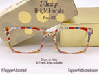 Bright Florals Glasses Frame for Pair Eyewear Compatible Magnetic Toppers - All styles available on Metal Toppers with FAST shipping