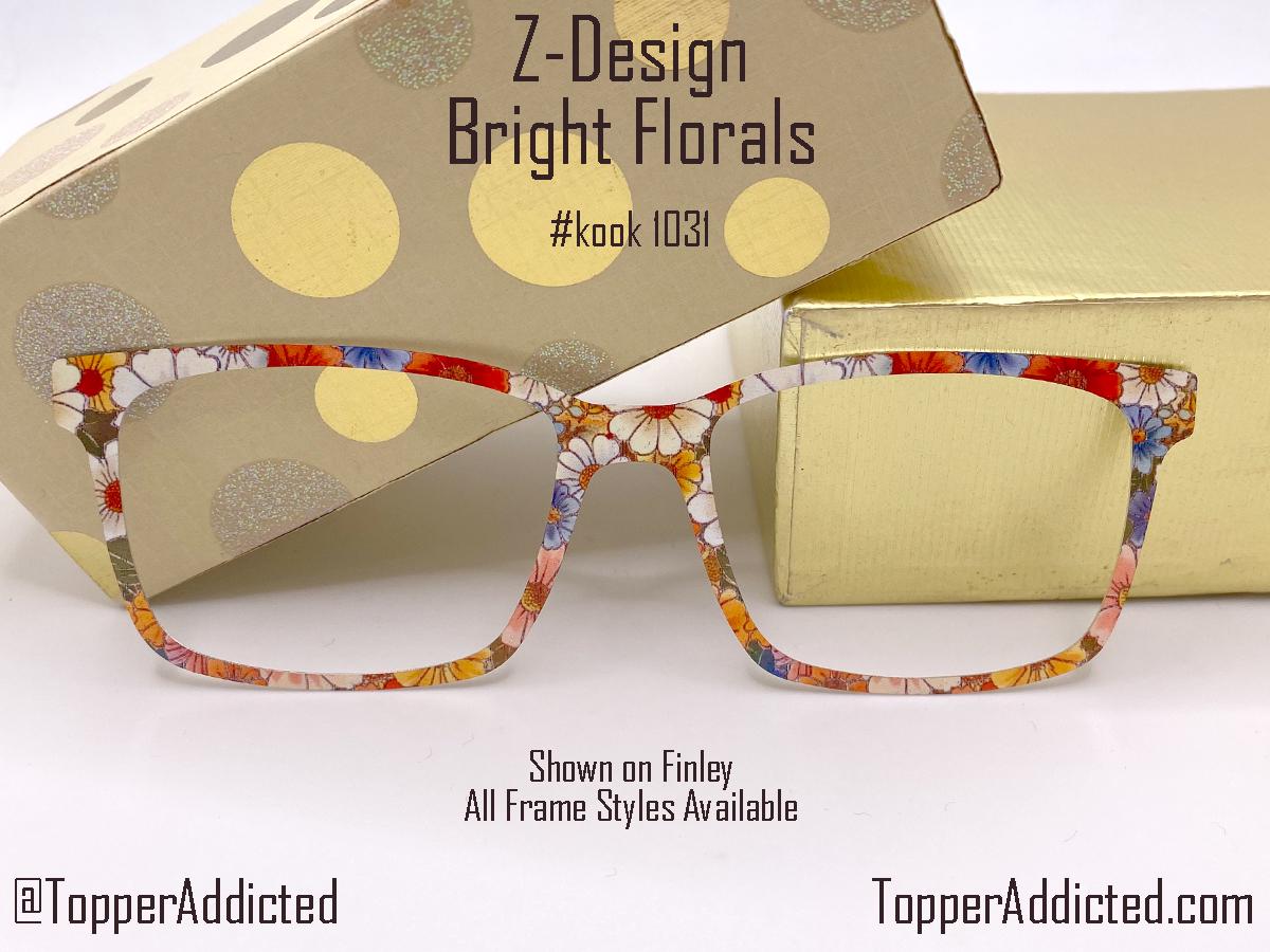 Bright Florals Glasses Frame for Pair Eyewear Compatible Magnetic Toppers - All styles available on Metal Toppers with FAST shipping