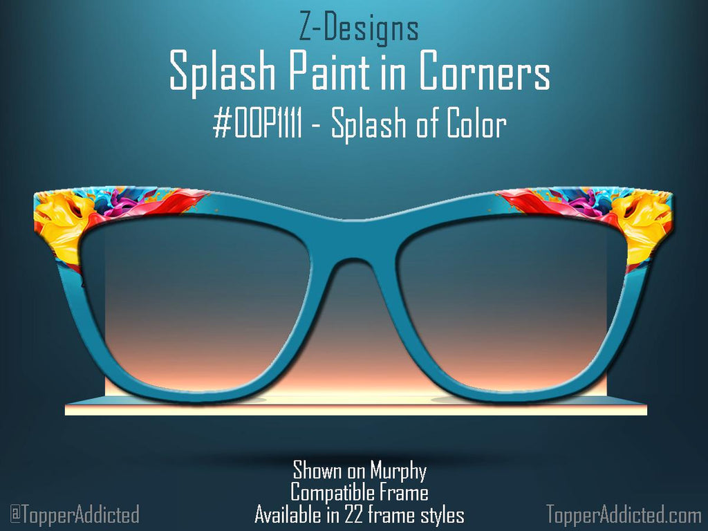Colorful Splash Paint design Magnetic Glasses Toppers Compatible with Pair Eyewear - Metal Toppers Sublimation Printed. Shipped fast from TX