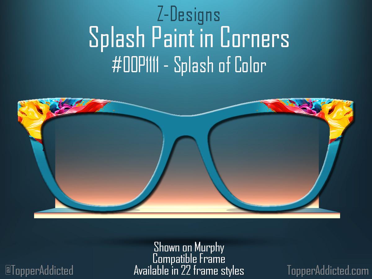 Colorful Splash Paint design Magnetic Glasses Toppers Compatible with Pair Eyewear - Metal Toppers Sublimation Printed. Shipped fast from TX