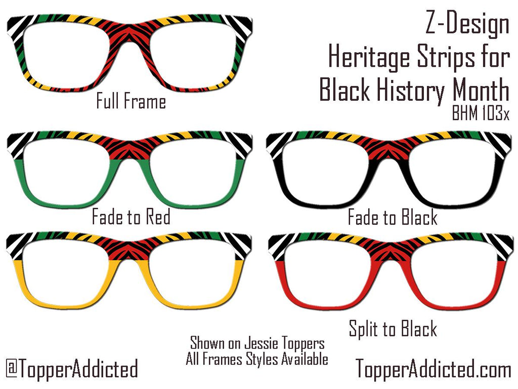 Heritage Stripes Toppers for Pair Eyewear Compatible for All Frames on Metal Toppers. Black History Month Colors. Top Frames for BHM