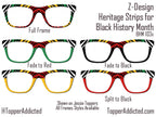 Heritage Stripes Toppers for Pair Eyewear Compatible for All Frames on Metal Toppers. Black History Month Colors. Top Frames for BHM