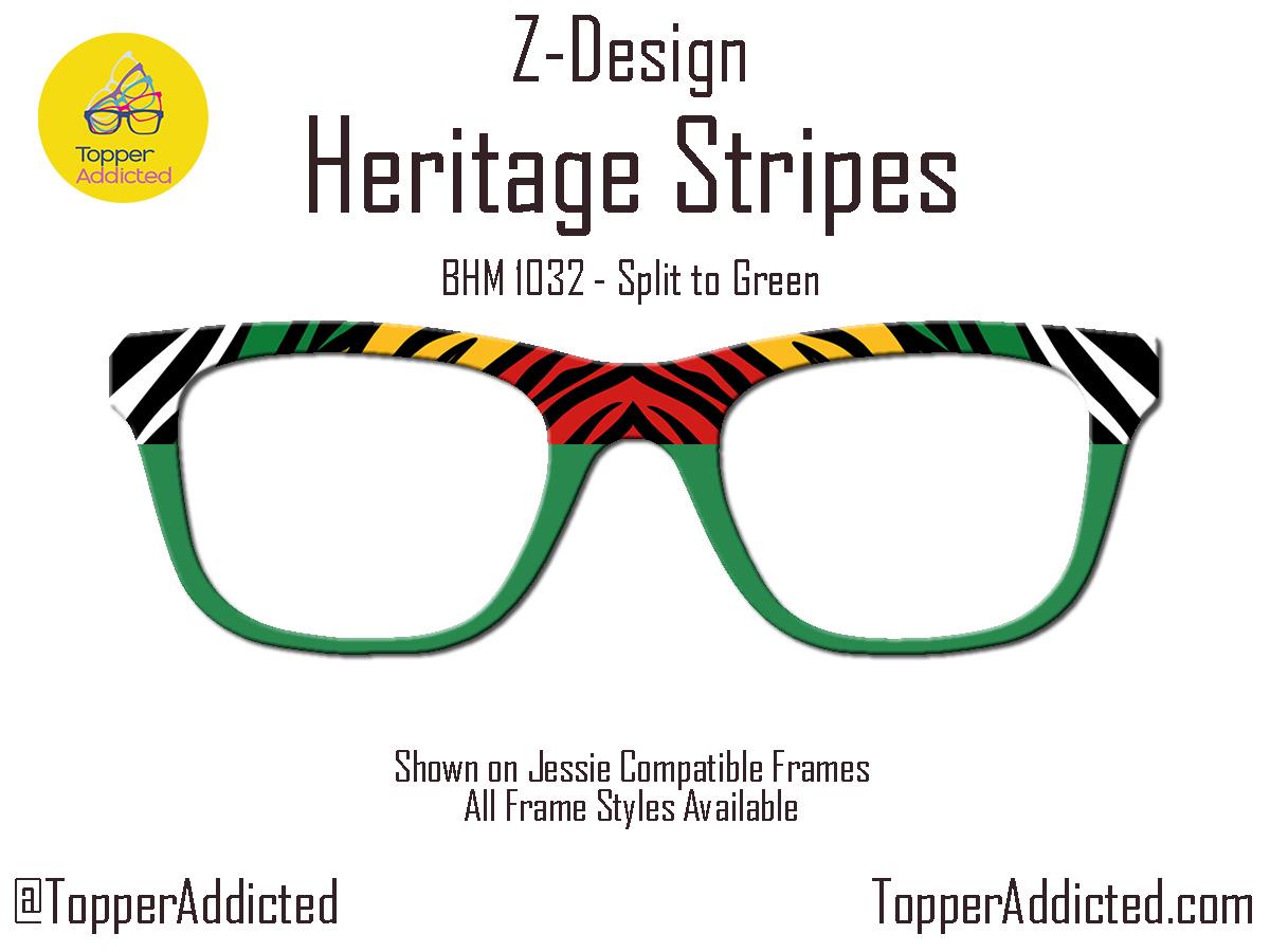 Heritage Stripes Toppers for Pair Eyewear Compatible for All Frames on Metal Toppers. Black History Month Colors. Top Frames for BHM