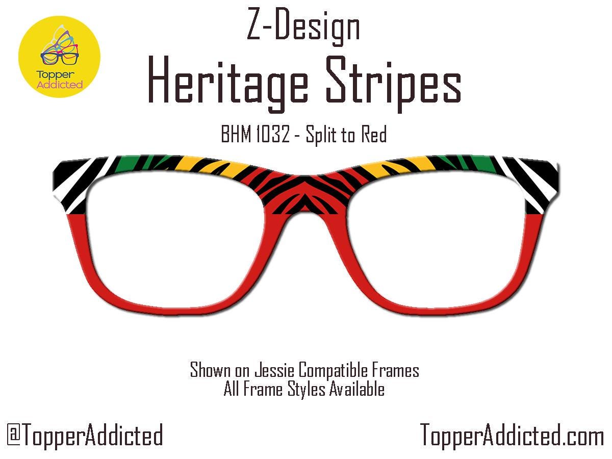 Heritage Stripes Toppers for Pair Eyewear Compatible for All Frames on Metal Toppers. Black History Month Colors. Top Frames for BHM