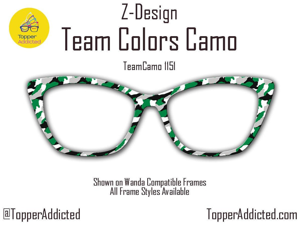 Sports Team color and Custom Camouflage - Camo Print - Pair Eyewear Compatible Magnetic Toppers - Camo Patterns - or we'll make one for you!