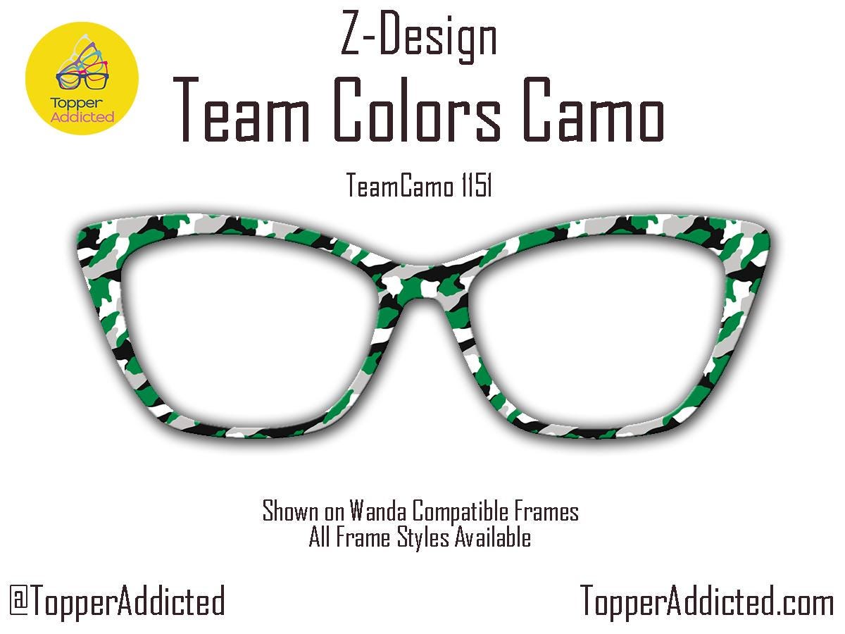 Sports Team color and Custom Camouflage - Camo Print - Pair Eyewear Compatible Magnetic Toppers - Camo Patterns - or we'll make one for you!