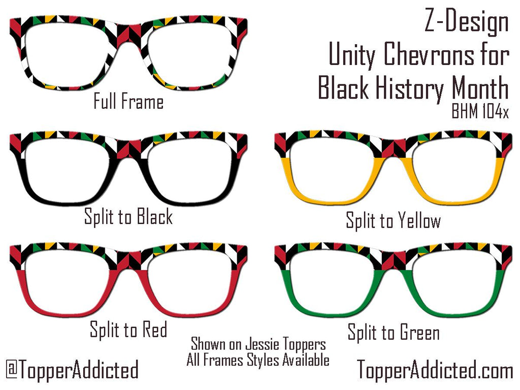 Unity Chevron Toppers for Pair Eyewear Compatible for All Frames Metal Magnetic Frames. Black History Month Design