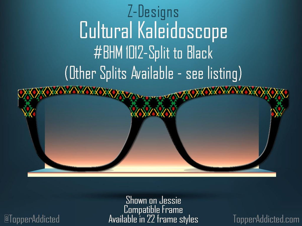 Cultural Kaleidoscope Toppers for Pair Eyewear Compatible for All Frames Available on Metal Toppers. Black History Month Colors.