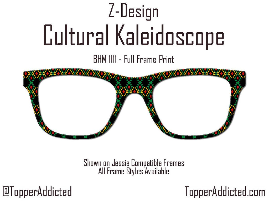 Cultural Kaleidoscope Toppers for Pair Eyewear Compatible for All Frames Available on Metal Toppers. Black History Month Colors.