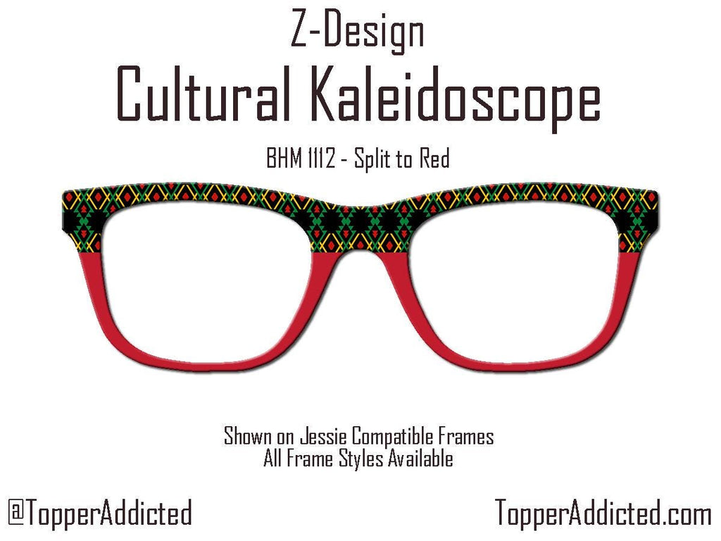 Cultural Kaleidoscope Toppers for Pair Eyewear Compatible for All Frames Available on Metal Toppers. Black History Month Colors.
