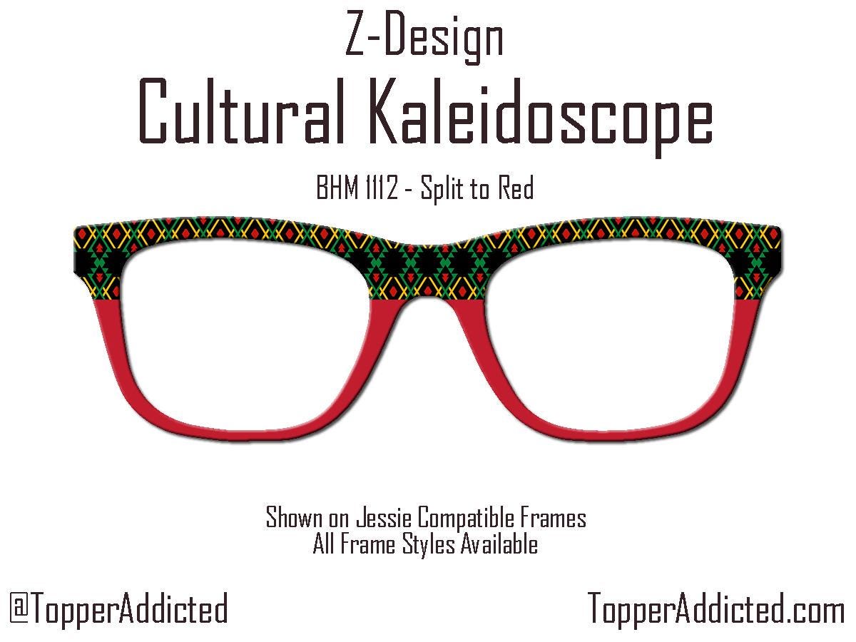 Cultural Kaleidoscope Toppers for Pair Eyewear Compatible for All Frames Available on Metal Toppers. Black History Month Colors.