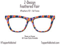 Feathered Flair - Colorful Feather pattern on Magnetic Glasses Toppers Compatible with Pair Eyewear - All 30+ Styles on Metal Toppers. USA