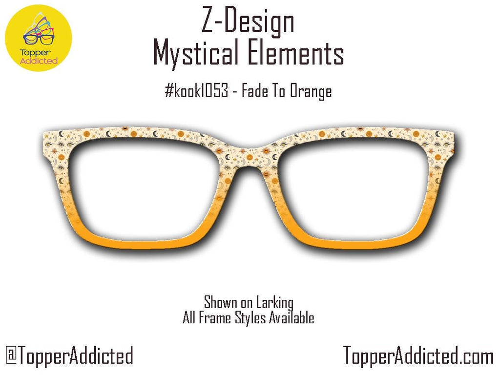 Mystical Elements in Beige, Orange and Charcoal - on Magnetic Glasses Toppers Compatible with Pair Eyewear - All 30 Styles - Fast Shipping.