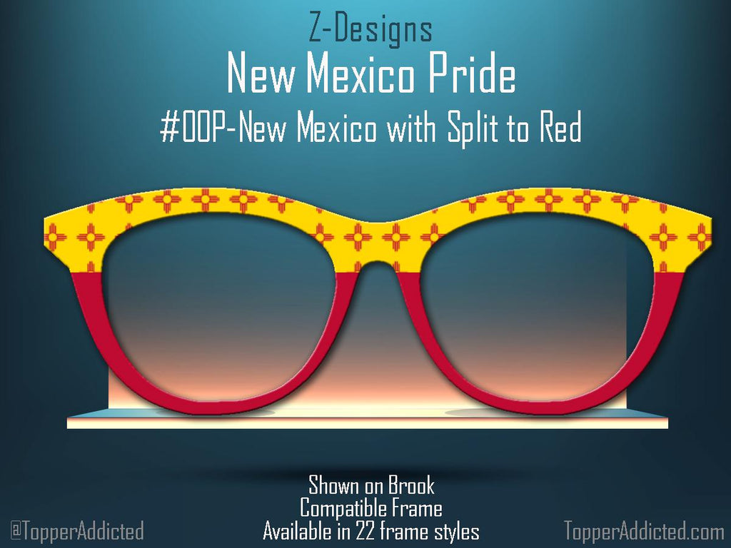 New Mexico State Flag Topper for Pair Eyewear Compatible Metal Magnetic Glasses - All Top Frames Available for Pair Eyewear. Fast Shipping.