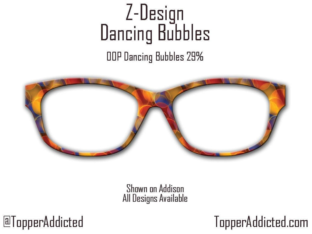 Dancing Bubbles Bright and Cheerful pattern topper for Pair Eyewear - All Frame Styles Available in Metal with fast shipping strong magnets