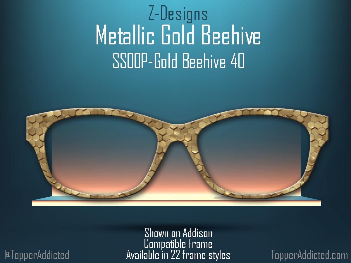 Metallic Gold Beehive Topper for Pair Eyewear Compatible Magnetic Glasses- All Styles on Metal Top Frames with FAST shipping from Texas.