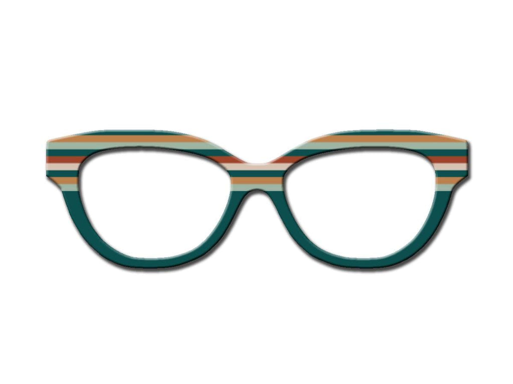 Striped Serendipity in Teal Tones - all metal magnetic toppers compatible with all Pair Eyewear Frames. Fast Shipping from Texas