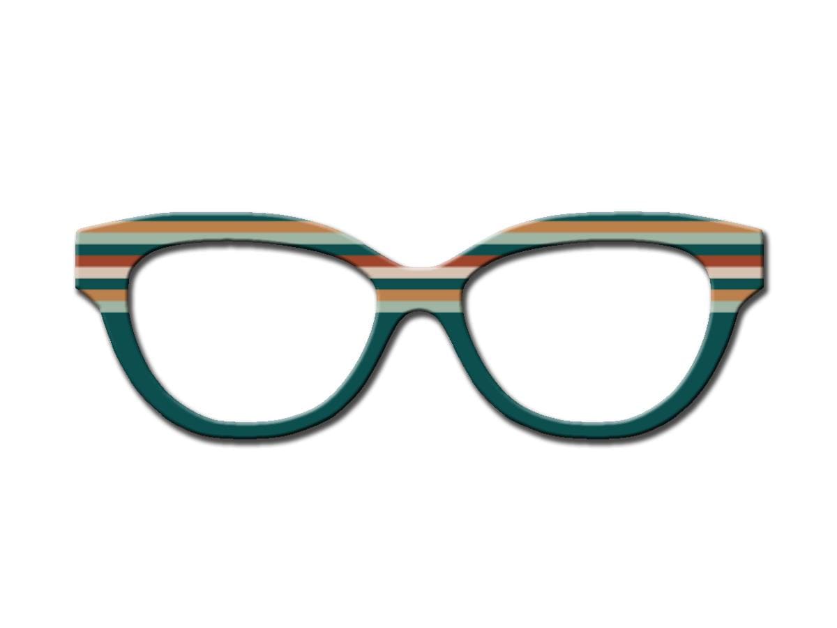 Striped Serendipity in Teal Tones - all metal magnetic toppers compatible with all Pair Eyewear Frames. Fast Shipping from Texas