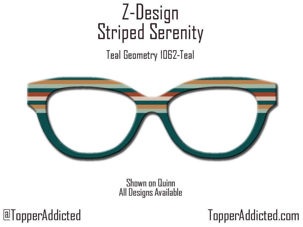 Striped Serendipity in Teal Tones - all metal magnetic toppers compatible with all Pair Eyewear Frames. Fast Shipping from Texas