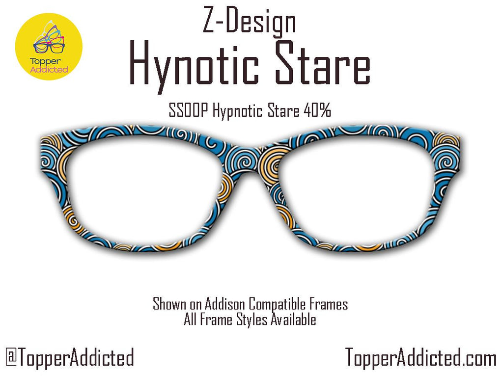 Hypnotic Stares Swirl Patterned Magnetic Accessory for Pair Eyewear on Metal. Bold and colorful Pair Compatible Topper.